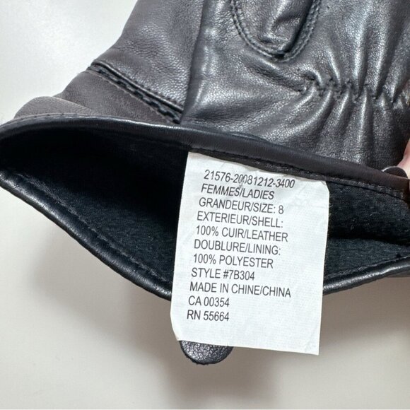 Auclair Womens Size 8 Leather Black Light Weight Driving Gloves - Picture 10 of 11